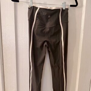 Brown and wine colored elation high waisted Leggings with White piping